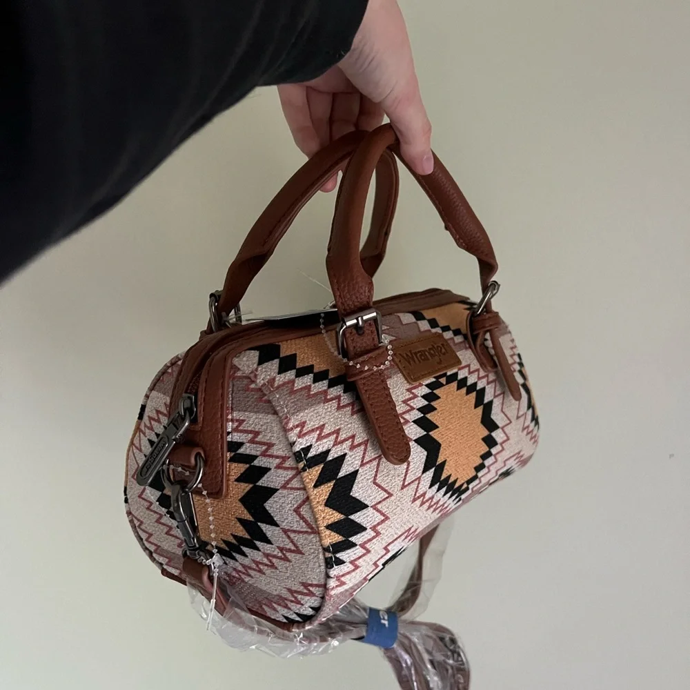 Wrangler Geometric Brown and Tan Mini Bag - Picture 3 of 4